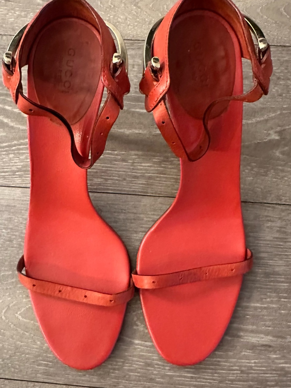 Gucci -Red Leather Ankle-Strap Sandals - Picture 10 of 10